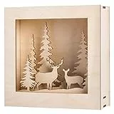 Rayher Holzbausatz 3D-Motivrahmen Winterland, FSC zertifiziert, 20 x 20 cm, Tiefe 6,6 cm, Set 14teilig, zum Basteln und Bemalen, 46308000, Braun