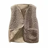 Generisch Weste Damen Teddy Fleeceweste Ärmellos Teddyfleece Jacke Fleece Winterweste Winter Warme Kurz Teddyjacke Einfarbig Fleecejacke Plüsch Westen Casual Übergangsjacke Mantel Leicht Plüschweste