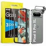 SPARIN Panzer Schutz Glas für Google Pixel 9 Pro XL（6.8”）, 3 Schutzglas und 2 Kamera Schutzfolie, mit Rahmen-Installationshilfe, 9H Härte, Kompatibel mit Fingerabdrucksensor