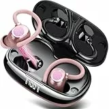 Tukio Bluetooth Kopfhörer Sport, In Ear Kopfhörer Kabellos Bluetooth 5.4 mit 4 ENC Lärmreduzierung Mic, 80Std Spielzeit mit Tiefer Bass, IP7 Wasserdicht Ohrhörer mit Ohrhaken, LED-Anzeige