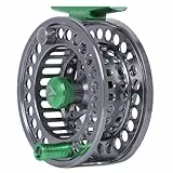 Kylebooker Fly Fishing Reel Large Arbor CNC-machined Aluminum Alloy Body Fly Reel（Silver with Green,3/4wt）