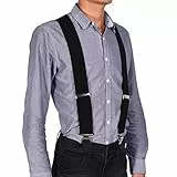 Hosenträger für Herren, X Förmige 5cm Breit mit 4 Sehr Starken Clips, Hosen Hosenträger Einstellbar Gürtel-Bandage Elastisch Hosenträger für Männer und Damen Hose X Form