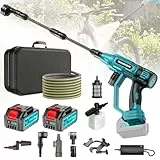 Akku Hochdruckreiniger, Pressure Washer 4-Gang-Modus Max 150Bar, Hydro Blast, Multifunktionale Mobiler Hochdruckreinige mit 2x4.0Ah Batterien, 6-in-1 und 180° Drehbare Düse für Autos,Terrasse, Garten