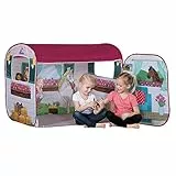 John 77012 Spielzelt Horse Club mit original Schleich Figur - Pferdestall, Caravan, Pferdezelt, Kinderzelt, Spielhaus mit gedrucktem Motiv für Kinder