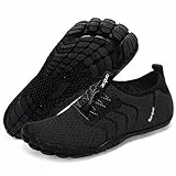 Racqua Wasserschuhe Schnelltrocknend Barfuß Strand Aqua Sport Schwimmen Surfen Pool Wandern Tauchen Walking für Herren Damen Schwarz 36