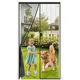 MYCARBON Fliegengitter Balkontür, Magnet Insektenschutz Balkontür 150x260cm, 3.8 cm Breites Klebstreifen, Stärkere Magneten, Ohne Bohren, Einfache Montage, Nicht Kürzbar, Schwarz