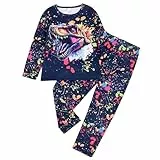 TCWWBB Schlafanzug Langarm Zweiteilig Pyjama Set Dinosaurier Bagger Einhorn Polyesterfasern Winter Schlafanzüge Nachtwäsche