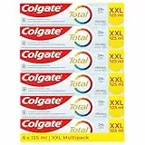 Colgate Zahnpasta Total Original 6x 125ml XXL, Zahncreme gegen Karies und Plaque. Schützt den Zahnschmelz