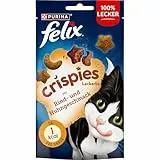 FELIX Crispies Katzensnack, Knusper-Leckerlie mit Rind- und Huhngeschmack 8er Pack (8 x 45g)