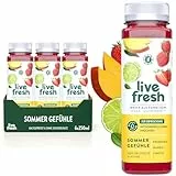 LiveFresh Mehrfruchtsaft - Sommer Gefühle - 6x250ml | Aus Erdbeere, Apfel, Mango und Limette | Vegane Fruchtsäfte ohne Zuckerzusatz | Inkl. 1,50€ Pfand