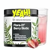 natural elements Flora 21 Berry Biotic Getränkepulver – 13 Bakterienstämme mit Ballaststoffen & Vitamin-B-Komplex – 12 Mrd. KBE/Portion – Erdbeergeschmack – 30 Portionen – vegan, ohne unnötige Zusätze