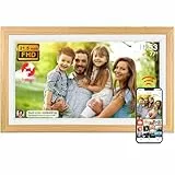 FRAMEO Digitaler Bilderrahmen 21,5 Zoll mit 1920x1080 FHD IPS LCD Touchscreen, Dual-WiFi zum Teilen von Momenten über die Frameo-App, 32 GB Speicher, erweiterbar via USB/SD-Karte, Auto-Rotate, wandmon