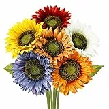 Olrla Sonnenblumen künstliche Blumen, einzelne Lange Stiel Seide gefälschte Sonnenblume Mix Farbe für Tisch Tafelaufsätze Zuhause Hochzeitsdekoration