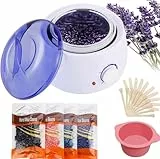 Wachswärmer Wax Warmer Heater Wachserhitzer Hair Removal Waxing Wachsgerät Heisswachs Haarentfernung mit 4 Wachsbohnen, 20 Holzspateln, 5 foil bowls- Augenbraue Gesicht Achsel Bikini Bein zu Hause