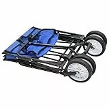 Eleganz Klappbarer Handwagen aus Stahl blau - Tragbarer Transportwagen für Garten, Garage und Haushalt - Robust und platzsparend mit 150 kg Belastbarkeit