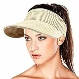 Maylisacc Strohhut Sonnenhut Damen Faltbar Sommerhut Breite Krempe Sonnenhut Mädchen Sommer Für Running Golf Tennis Strandhut Sport Visor Cap Pony Cap Damen Hut UV UPF 50+