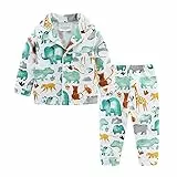 Mud Kingdom Kleine Jungen Langarm Baumwolle Pyjama Sets Süße Tiere Weiß 5 Jahre