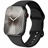 Patented Ersatzarmband Kompatibel mit Sport Apple Watch Armband 40mm 41mm 42mm 38mm, Ersatz armband Silikon Kompatibel mit iWatch SE Series 11 10 9 8 7 6 5 4 3 2 1 Ultra Herren Damen, Schwarz