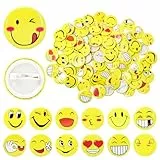 Pilikoll 100 Stück 30mm Smile Face Anstecker Smile Face Anstecker Metall Buttons Smile Pin Smiley Face Anstecker Smile Badge Smile Buttons Anstecker für Kleidung Hüte Rucksäcke Dekorationen (Zufällig)