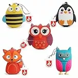 leizhan 16GB*5 USB-Stick Hochgeschwindigkeits-Silikon Memory Stick Cartoon Speicherstick Flash-Speicher-Stick Pen Drive Niedliches kleines Tiermuster, geeignet als Geschenk für Kinder Studenten