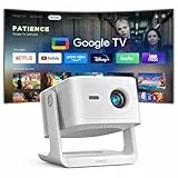 【Google TV/Netflix Offiziell】 Smart Beamer 4K Heimkino, VOPLLS 1000ANSI Projektor mit Autofokus ＆ Trapezkorrektur, Dolby Audio/HDR10+ Outdoor Projector mit WiFi6 Bluetooth für Handy