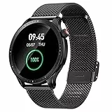 Hiseus Metall Armband Kompatibel mit Amazfit GTR 4/GTR 3/GTR 3 PRO/2/2e, Edelstahl Mesh Gewebte Ersatzarmband Kompatibel mit Amazfit GTR 2/3/4/Stratos 3 (Schwarz)