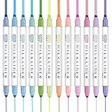 EooUooIP Textmarker, mit dünnen und breiten Schrägkeilspitzen Textmarker Pastell, für das Klassenzimmer und Büro, 12 Farben