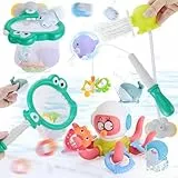 VBACALA 18 Stück Badewannenspielzeug, Kinder Badespielzeug mit Oktopus, 3-in-1 Angelspielzeug, Kinderdusch Spielzeug, Wasserspielzeug Geschenk für Jungen und Mädchen ab 3 Jahren