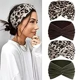 Kavya Haarband Damen Stirnband Damen 4er Pack – 7'' Extra Breit Haarbänder Dünn, Elastische Kopftuch Weiche Boho Mehrfarbig Headband, für Yoga, Kosmetik, Sport & Haarschmuck Sommer