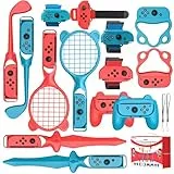 Switch Sport Zubehör Set Bundle, 14-in-1-Switch-Sportzubehörpaket für Nintendo Switch/Switch OLED, Familienzubehörset für Switch-Sportspiele mit Golfschlägern, Tennisschlägern, Schwertern
