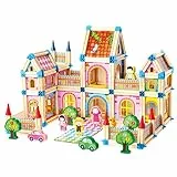 Bino world of toys Holzbausteine Schloss, Spielzeug für Kinder ab 3 Jahre, Kinderspielzeug (Motorikspielzeug mit 268 Teilen, Holzspielzeug)