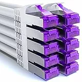deleyCON 10x 0,5m CAT7 Netzwerkkabel - 10 Gigabit - Kurzes 50cm RJ45 Patchkabel Ethernet Kabel (Kupfer, SFTP PiMF Schirmung) - LAN DSL Switch Modem Router Patchpanel CAT7 CAT6 CAT5 - Weiß