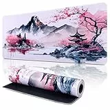 Yimomoyi Mauspad XXL, Gaming Mauspad Groß 800 x 300mm, Verbessert Präzision und Geschwindigkeit, Mausmatte mit Vernähte Kanten Gaming Mousepad, Japan Ink Painting