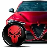 SkinoEu Kompatibel mit Alfa Romeo Emblem Plakette Motorhaube/Kofferraum 74mm für Giulietta 940 MiTo 156 147 159 GT Brera Spider 939 Schwarz Rot Schädel EA 4