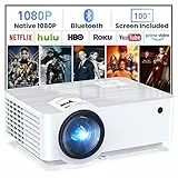 T TOPVISION Bluetooth 5.1 Mini Beamer - 9500Lumens Multimedia Heimkino Beamer, Native 1080P Mit 100'' Bildschirm kompatibel mit HDMI, USB, AV, Smartphone, Pad, TV Box, Laptop