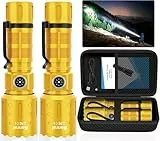 Banral Taschenlampe LED Aufladbar 20000 Lumen, LED Taschenlampe Extrem Hell kleine Taschenlampen mit Speicherfunktion, 6 Lichtmodi Zoombare Wasserdicht Flashlight Torch für Outdoor, Notfäll (2, Gold)