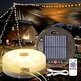 HELESIN Solar-Camping-Lichterkette, 12,8 m, 128 LEDs, Tragbare, Wasserdichte Solar-Campingleuchten, über USB-C aufladbar, mit 8 Leuchtmodi für die Dekoration von Gartenpartys