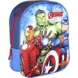 Jungen Kindergartenrucksack mit 3D Abbildung von The Avengers-Vorschulranzen mit Einzeltasche für 3-6 Jährige Kinder Rucksack, Blau