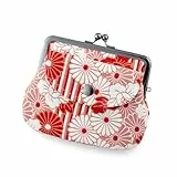 [NOREN] Japanisches Design Geldbörse mit Bügelverschluss (Fukureori RetroFlower - Rot)