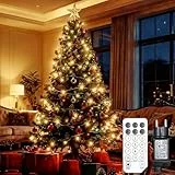 LED Lichterkette Weihnachtsbaum, 600 LEDs Warmweiß Lichterketten Außen mit 12 Modi & Timer für Garten, Weihnachtsbeleuchtung mit Fernbedienung für Garten, Weihnachtsbaum, Hochzeit