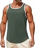 Runcati Tank Top Herren Ärmelloses Muskelshirts Gym Fitness Funktionsshirt Training Unterhemd Bodybuilding Achselshirts Männer T Shirt Sommer Sport Laufshirt Grün M