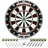 WIN.MAX Dartscheibe Kork Dartscheibe mit Pfeilen Offizielles Steeldartscheibe Steeldart Set 12 Dartpfeile Metallspitze,24 Flights