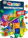 Magneo® Magnetische Bausteine (120 teilig inkl. 2 Autos) - Magnetbausteine für Kinder ab 3 Jahren - Pädagogisches Magnetspielzeug - Kreatives Magnet Spielzeug mit starken Magneten für Jungen & Mädchen