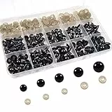 TOAOB 150 Stück Sicherheitsaugen für Häkeltiere 6 mm bis 12 mm Amigurumi Augen für Häkeltiere Puppenaugen mit Unterlegscheiben Kunststoff Schwarz Knopfaugen für Puppe Plüschtier und Teddyaugen Basteln