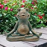 Yeomoo Meditation Yoga Frosch Figuren Deko Wohnzimmer Gartendeko - Frog Figur für Zen Garten Zimmer Schreibtisch Miniatur Dekoation - Lustige Geschenke für Frauen Mama Feengarten 13CM Kupfer