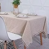 Novetec Tischdecke Rechteckige Baumwolle Leinen Tischtuch Abwischbar Ölbeständig Fleckschutz Tischdecken Pflegeleicht für Drinnen Draussen Garten Esszimmer Party und Festen 100x140