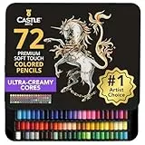 Castle Art Supplies 72 Buntstifte Set |Hochwertige Farbminen mit weichem Kern für erfahrene Künstler, Profi- und Farbkünstler | Geschützt und sortiert in einer Präsentationsbox aus Blech