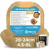 Backpapier für Heißluftfritteuse 4,5L-8L 110 Stück Airfryer Backpapier 20-24cm Für Philips Russell Tefal COSORI Midea XL XXL heißluftfritteuse(Hot Air Fryer)
