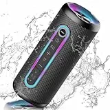 taopodo Bluetooth Lautsprecher mit Licht, Bluetooth 5.4 Musikbox, 30W Dual Lautsprecher, Dualen Bass-Treibern, IPX7