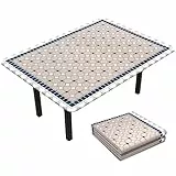 VOUNOT Tischdecke Outdoor, Elastisch Rechteckig Gartentischdecke, Abwaschbar abwischbar Wetterfest, 180x114 cm, Khaki, Blau, 6702868103191